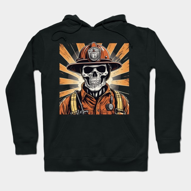 Skeleton fireman retro halloween design Hoodie by Edgi